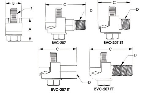 Bronze vise connector type 2 diagram
